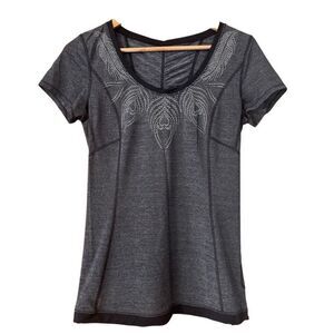 Lululemon Run Silver Bullet Short Sleeve Tech Heathered Black top size 8